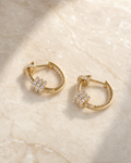 Pavé Zircon Buckle Earrings in 14k Gold