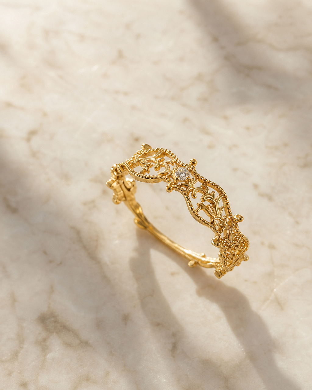 Vine Zircon Ring in Sterling Silver