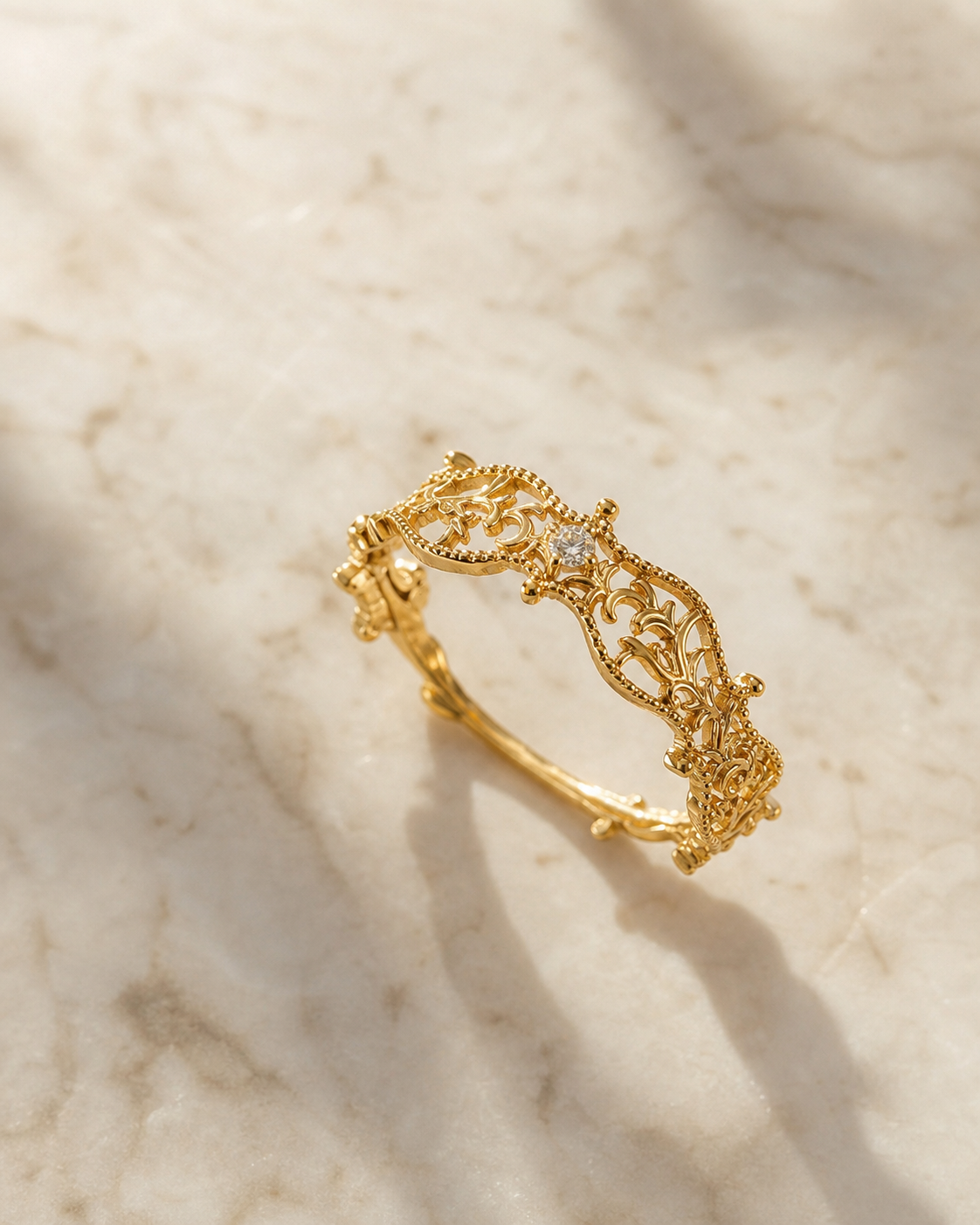 Vine Zircon Ring in Sterling Silver
