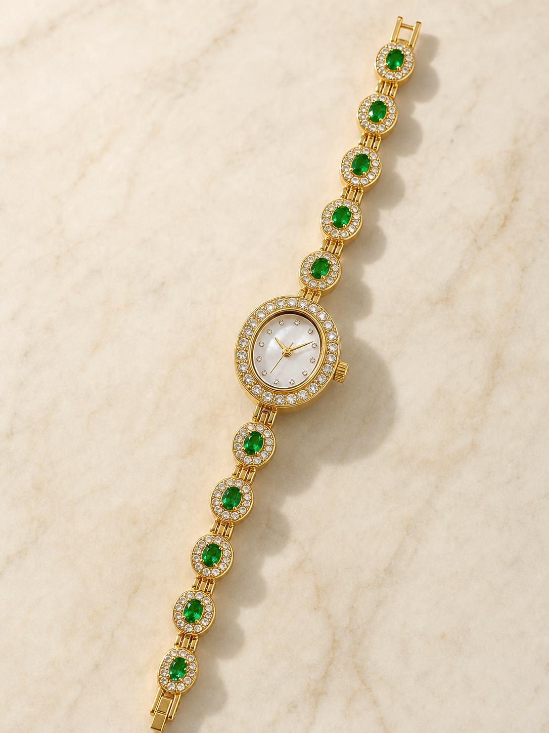 Tourmaline Halo Watch in Gold