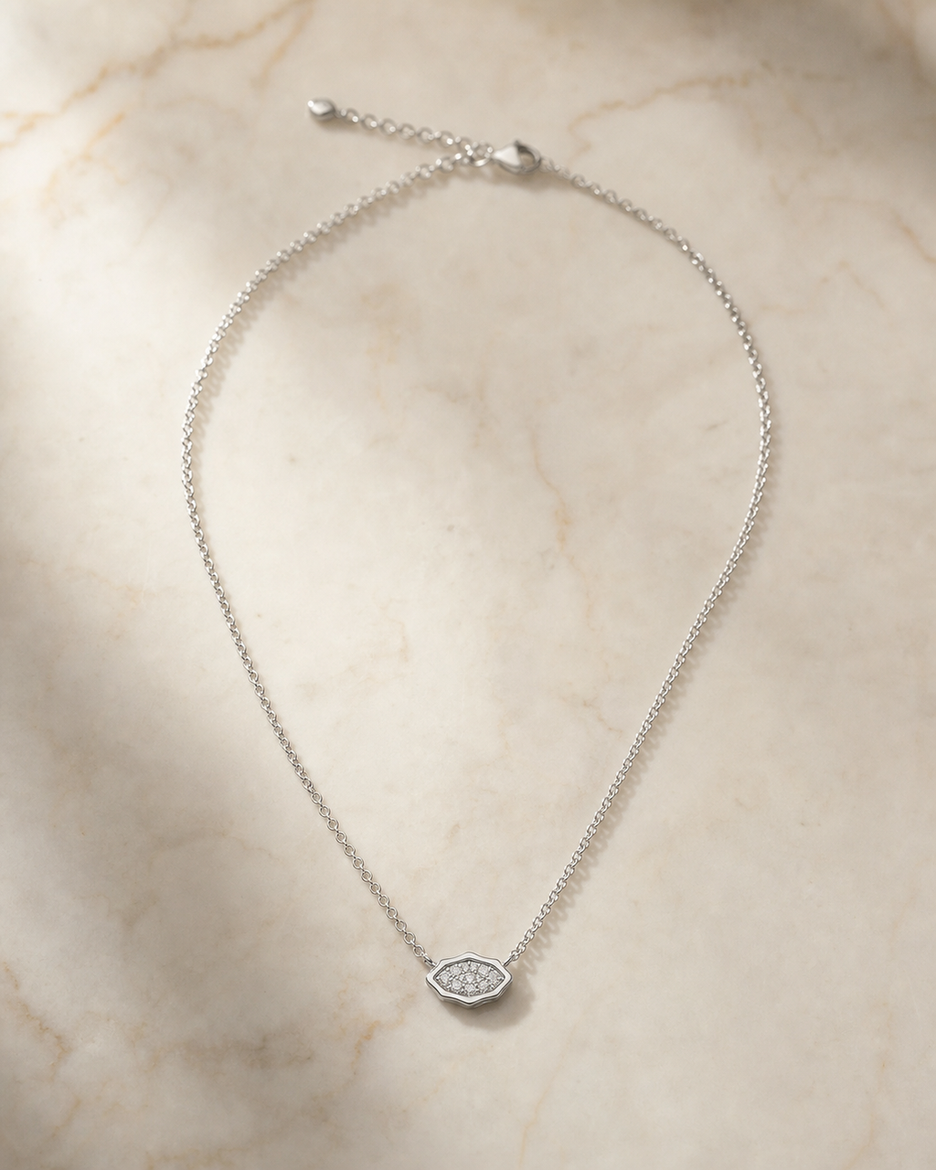Zircon Halo Pendant Necklace in Gold