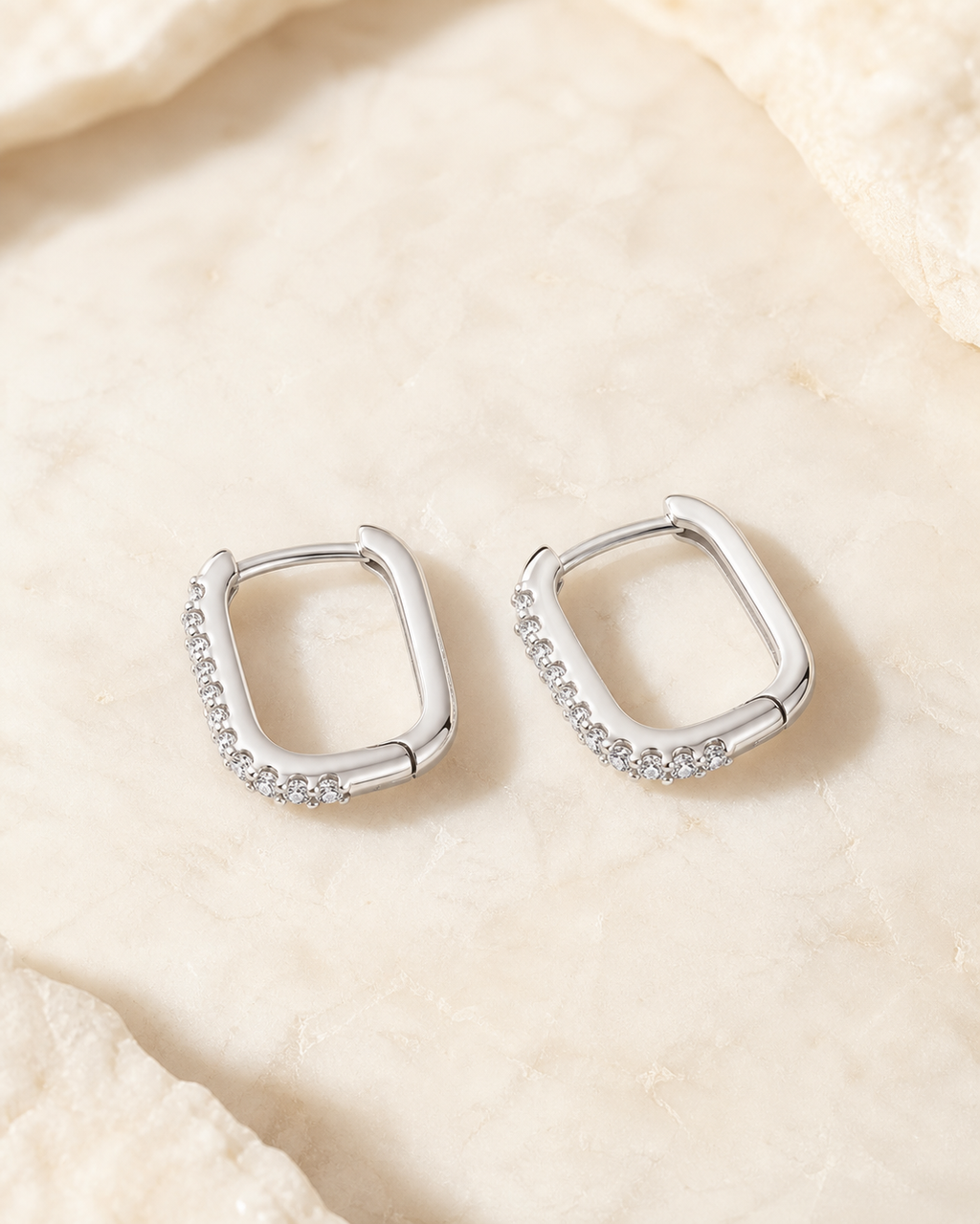 Zircon Hoop Earrings in Sterling Silver