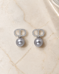 Pearl Drop Crystal Earrings in Sterling Silver