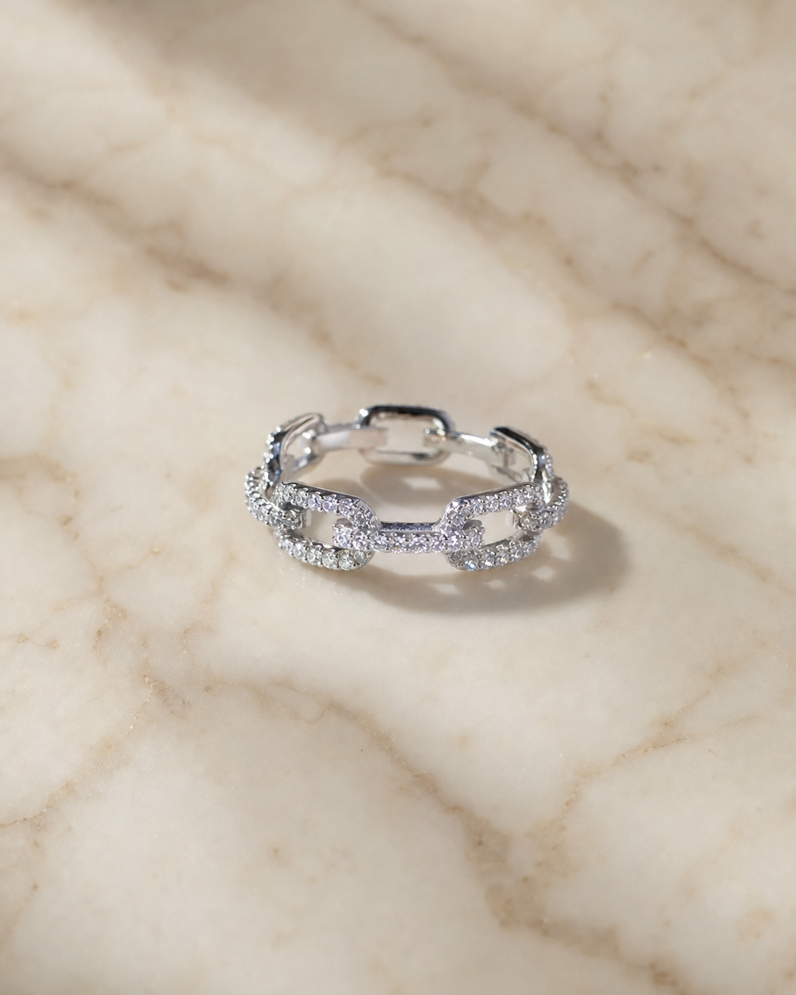 Geometric CZ Stacking Ring in Sterling Silver