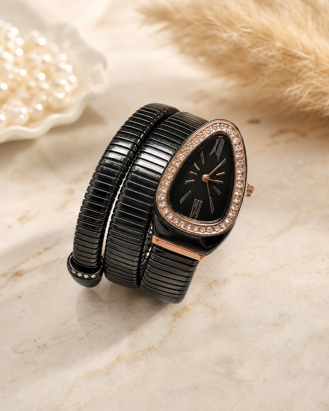 Snake Wrap Bangle Watch in Gold