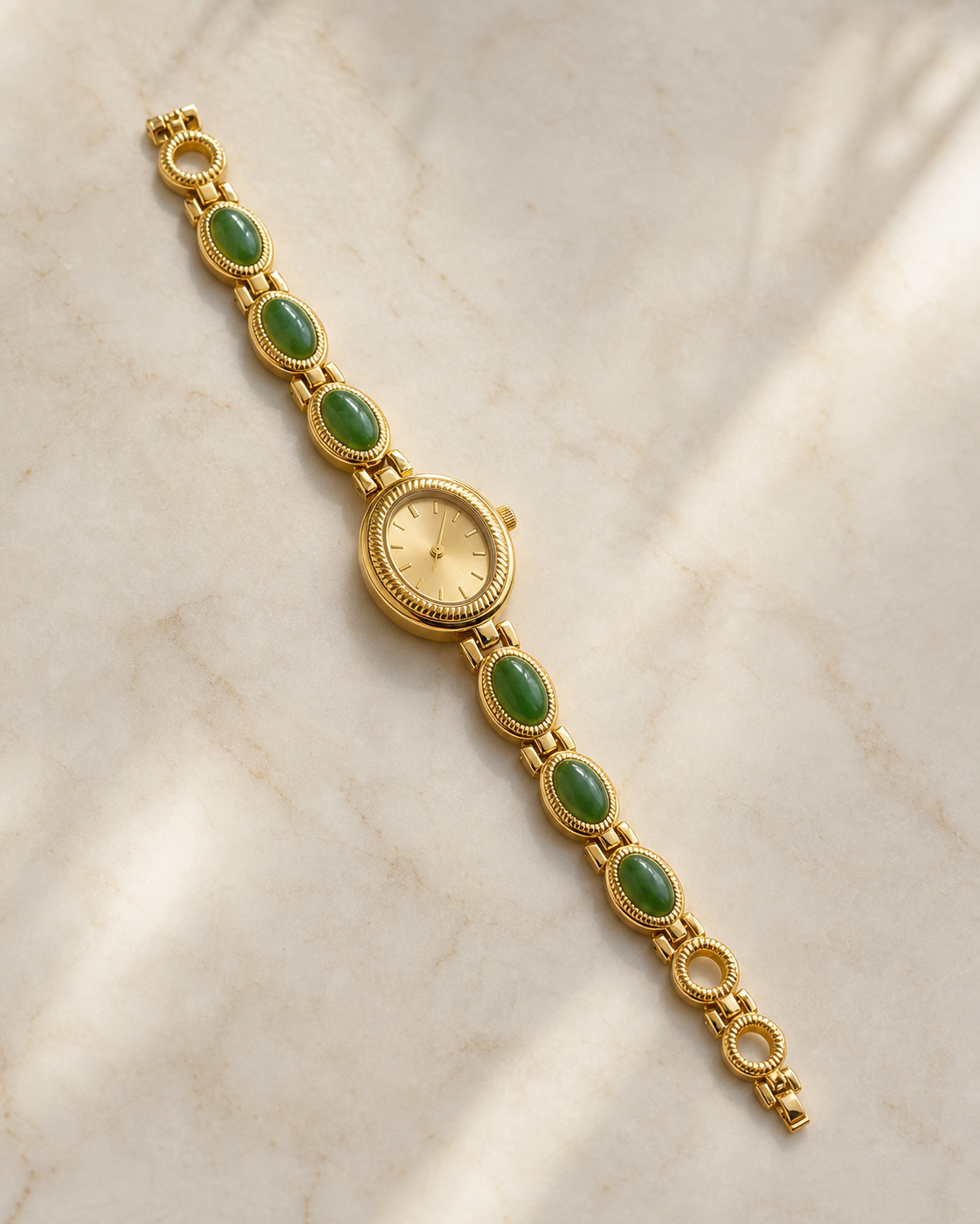 Jade Bracelet Watch in Gold