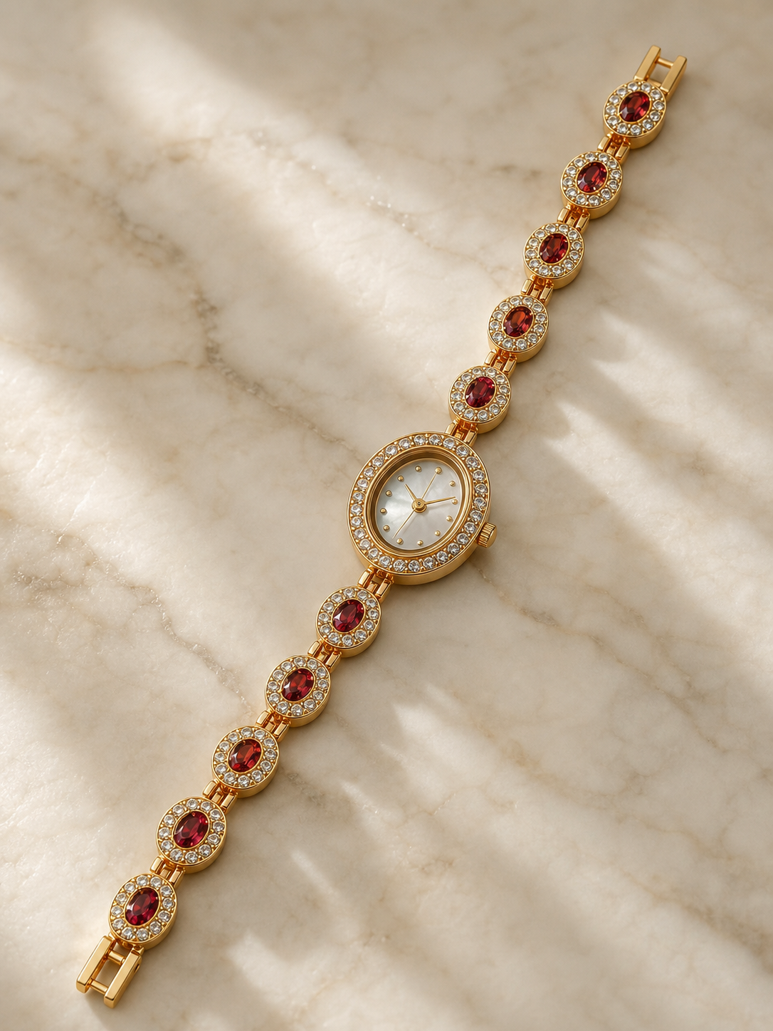 Tourmaline Halo Watch in Gold