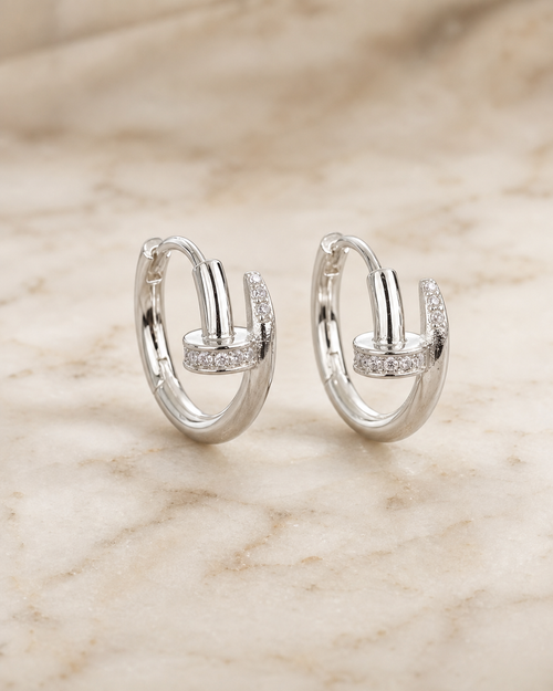 Crystal Nail Hoop Earrings