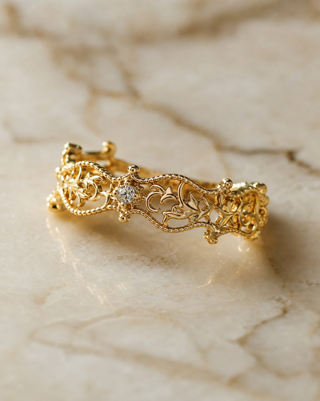 Vine Zircon Ring in Sterling Silver