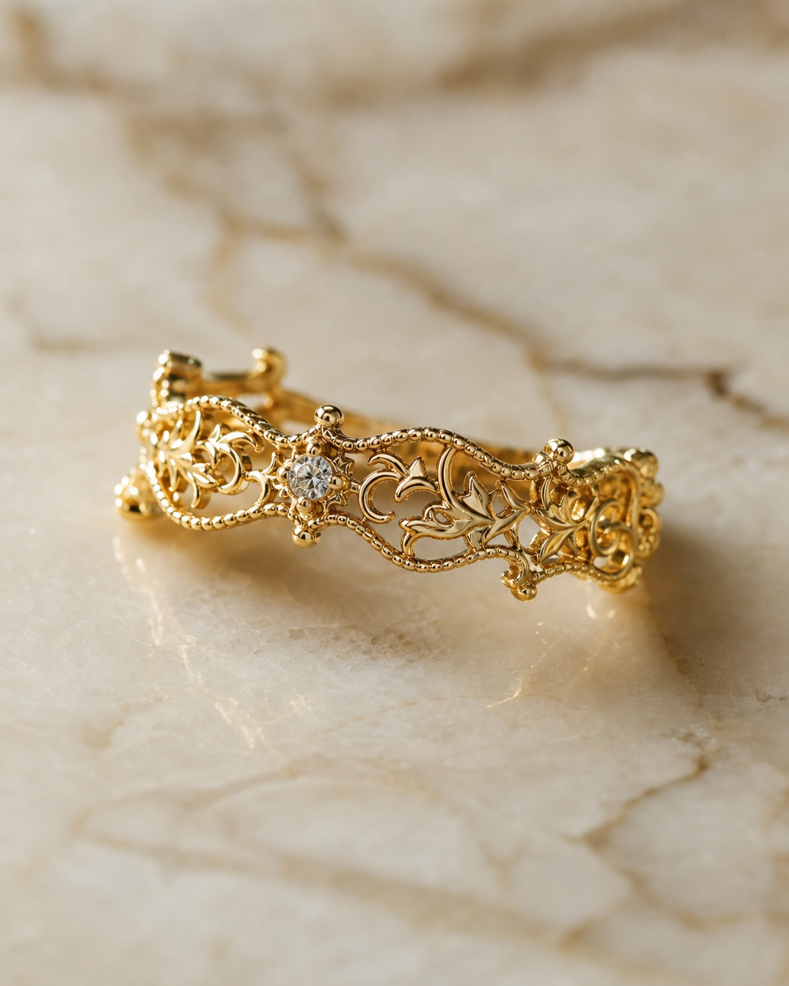 Vine Zircon Ring in Sterling Silver