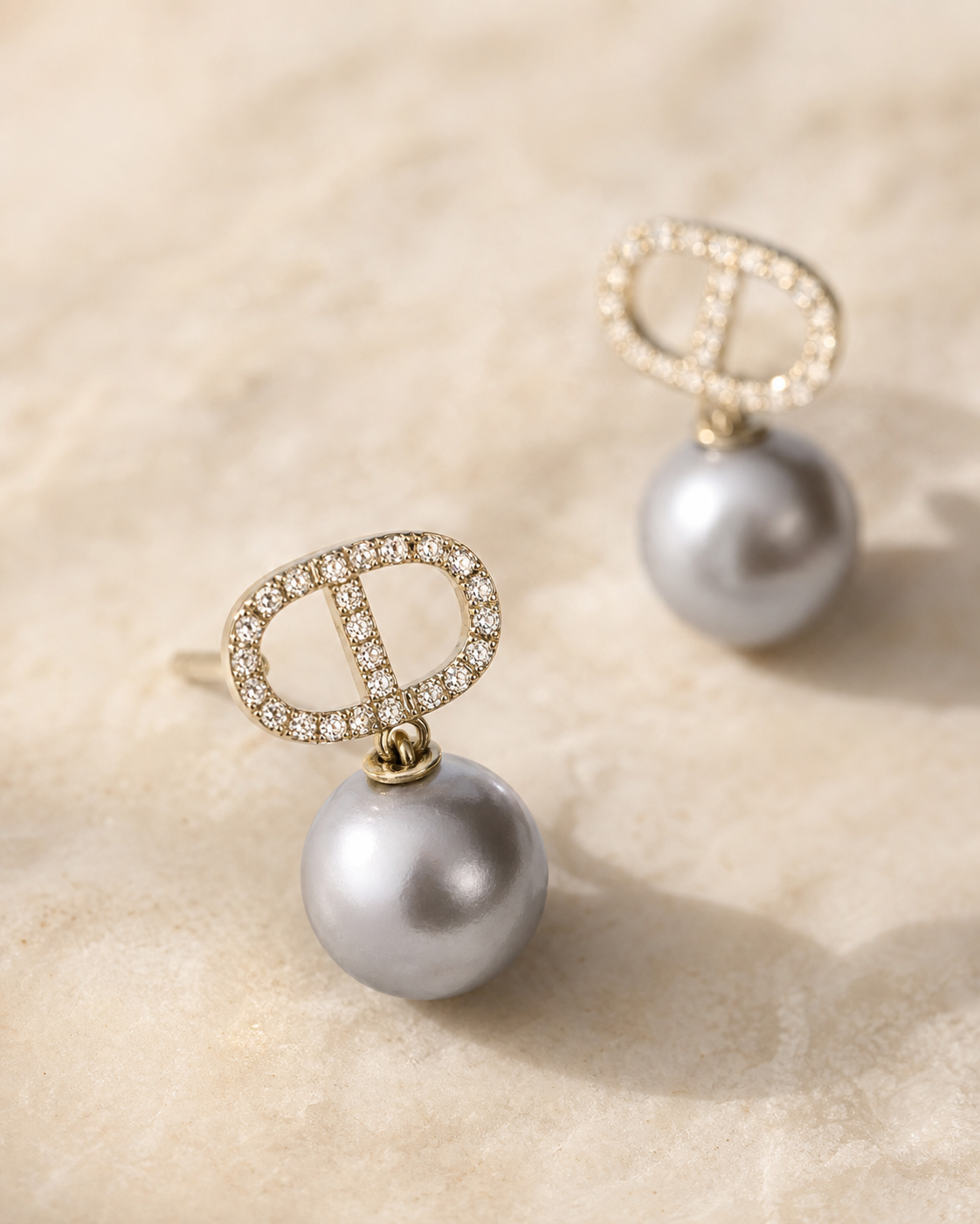 Pearl Drop Crystal Earrings in Sterling Silver