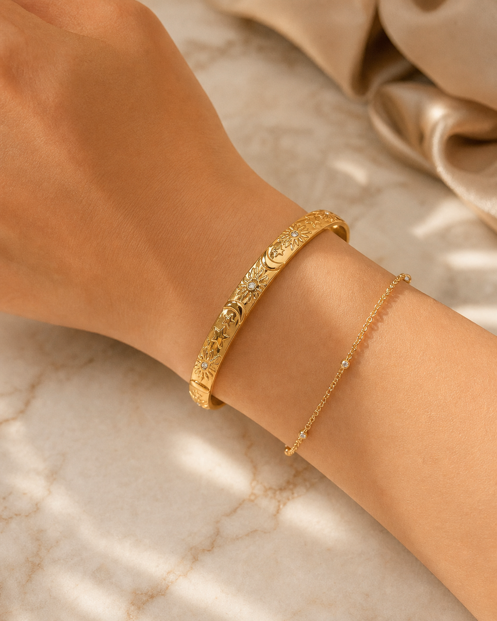 Celestial Cuff Bracelet in 18k Gold