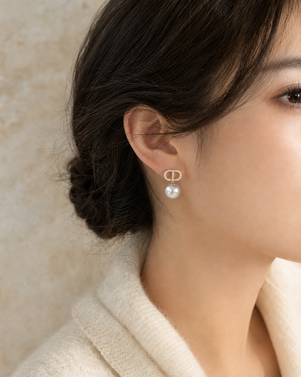Pearl Drop Crystal Earrings in Sterling Silver