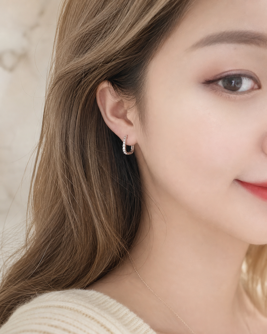 Zircon Hoop Earrings in Sterling Silver