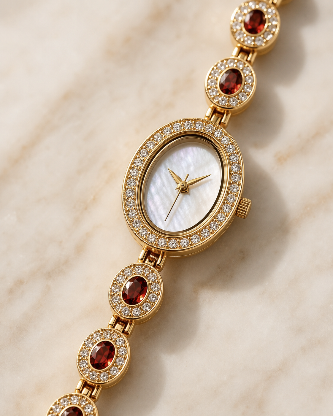 Tourmaline Halo Watch in Gold