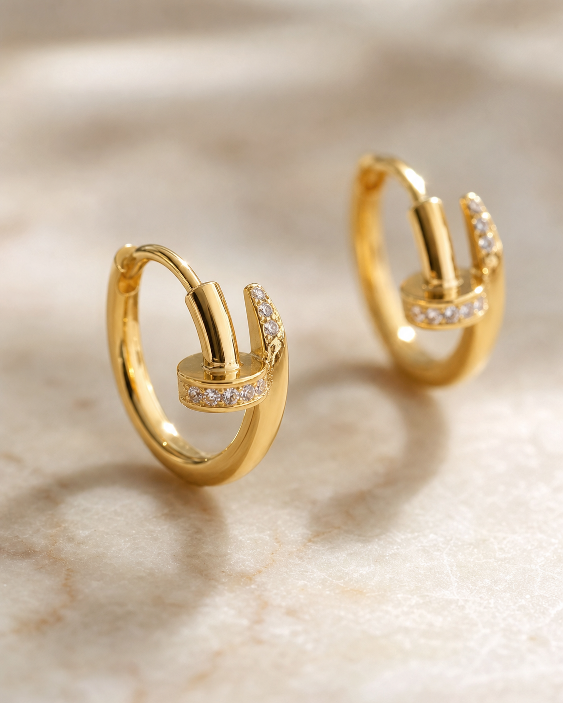 Crystal Nail Hoop Earrings