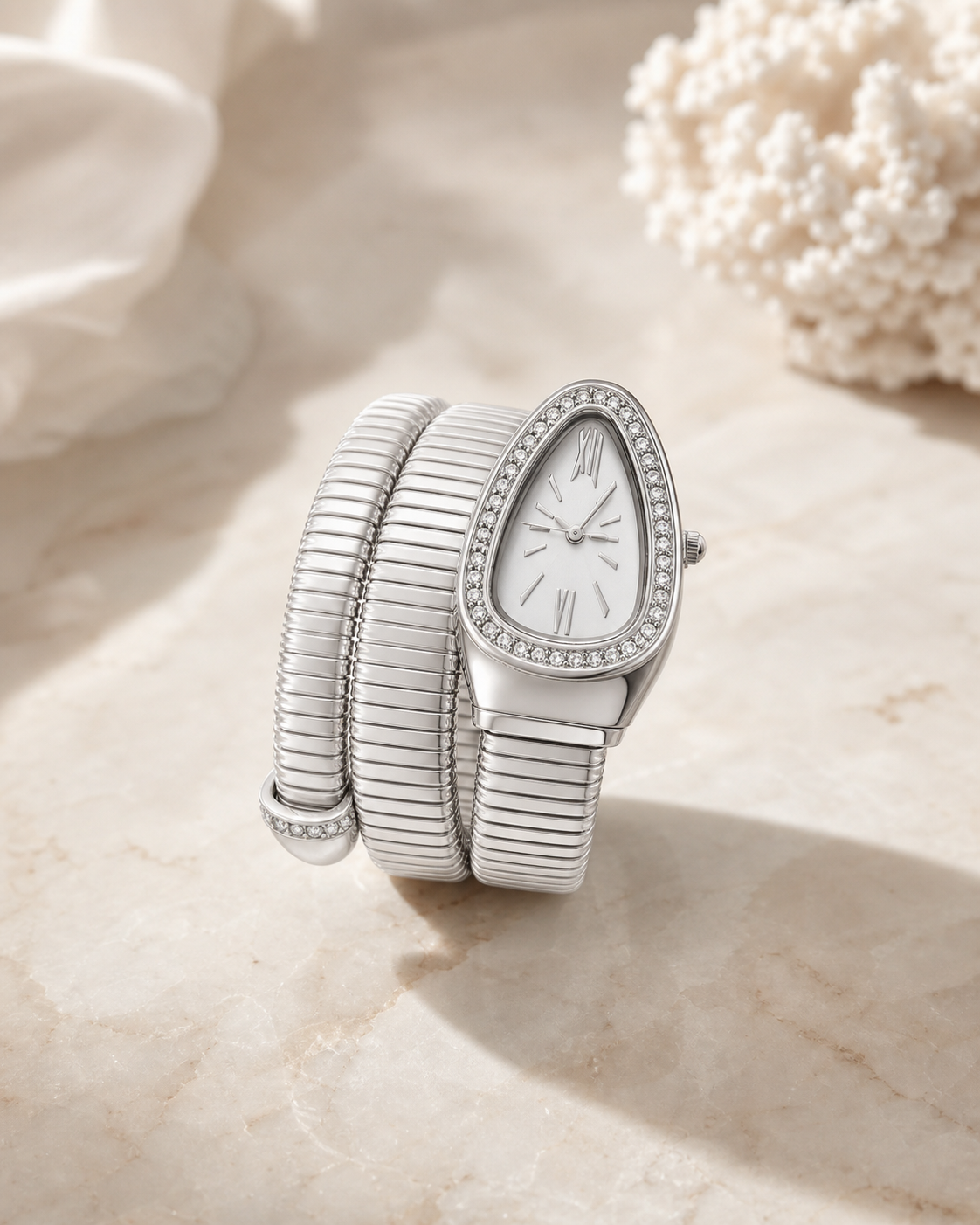 Snake Wrap Bangle Watch in Gold