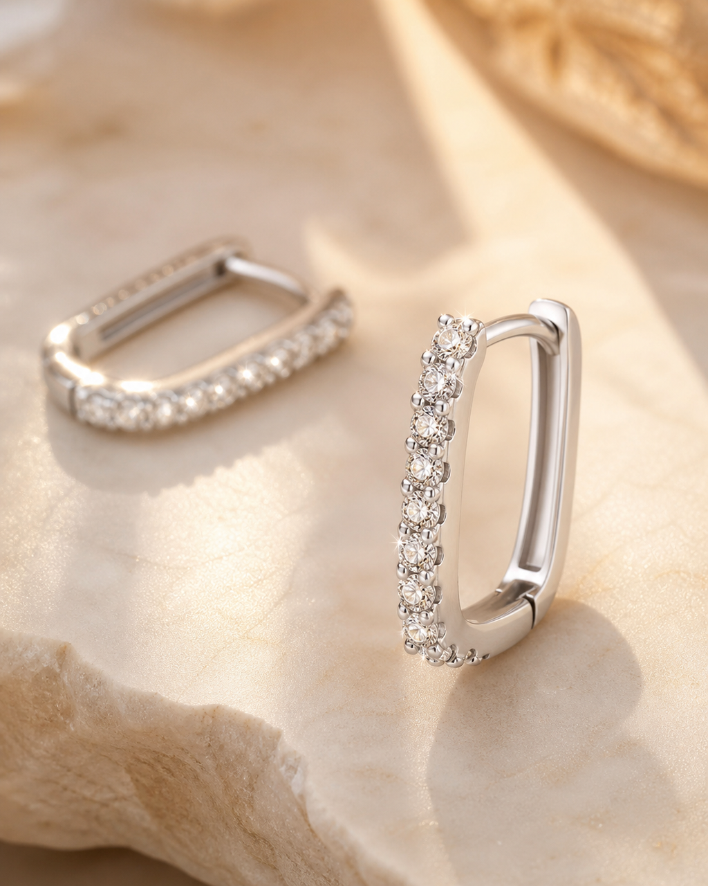 Zircon Hoop Earrings in Sterling Silver