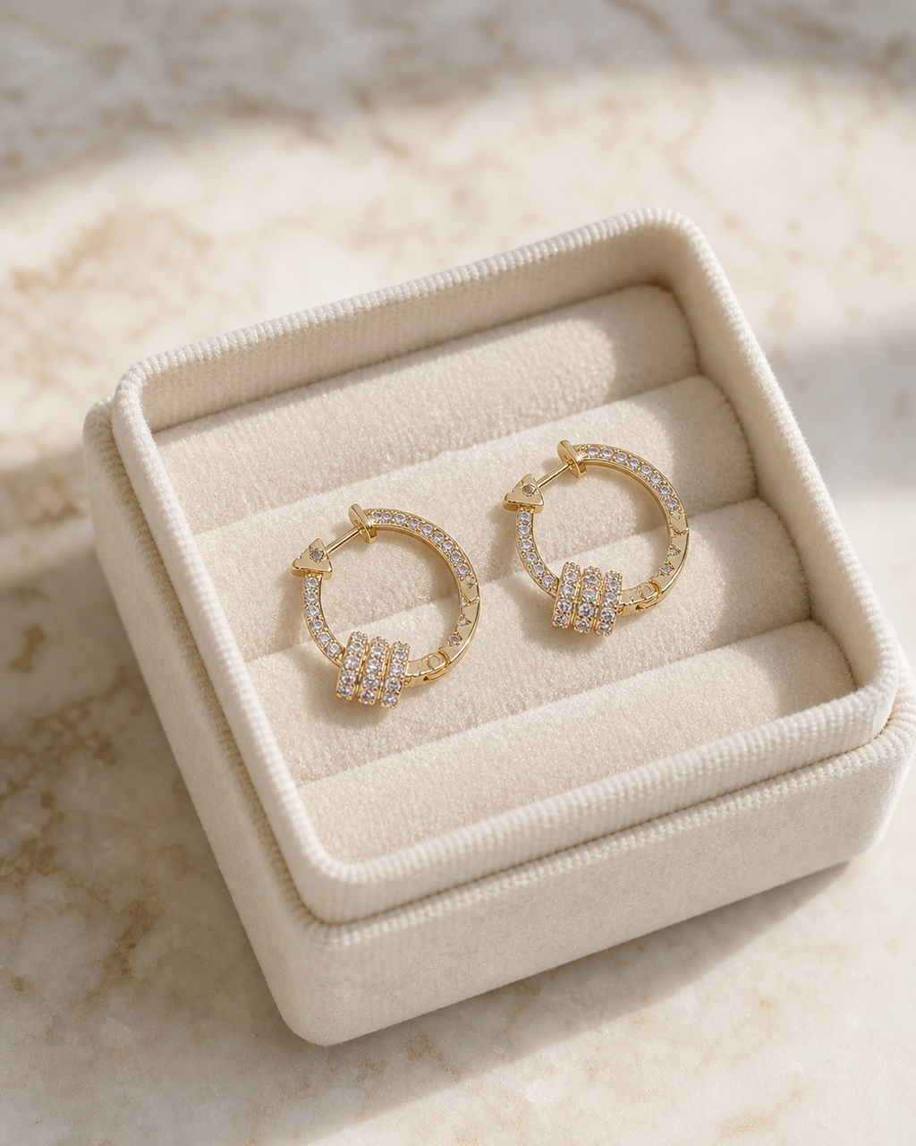 Pavé Zircon Buckle Earrings in 14k Gold