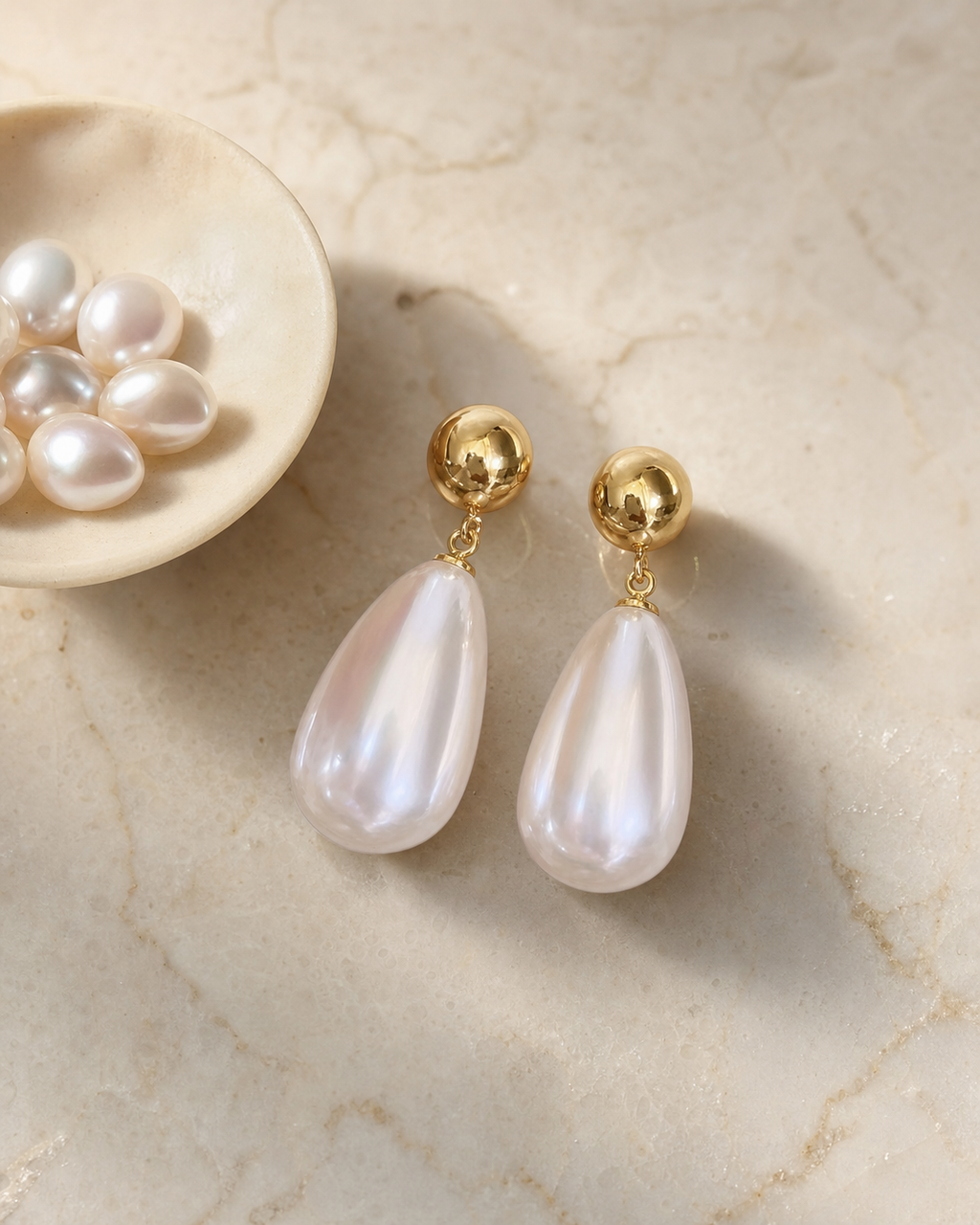 Pearl Drop Earrings in Gold