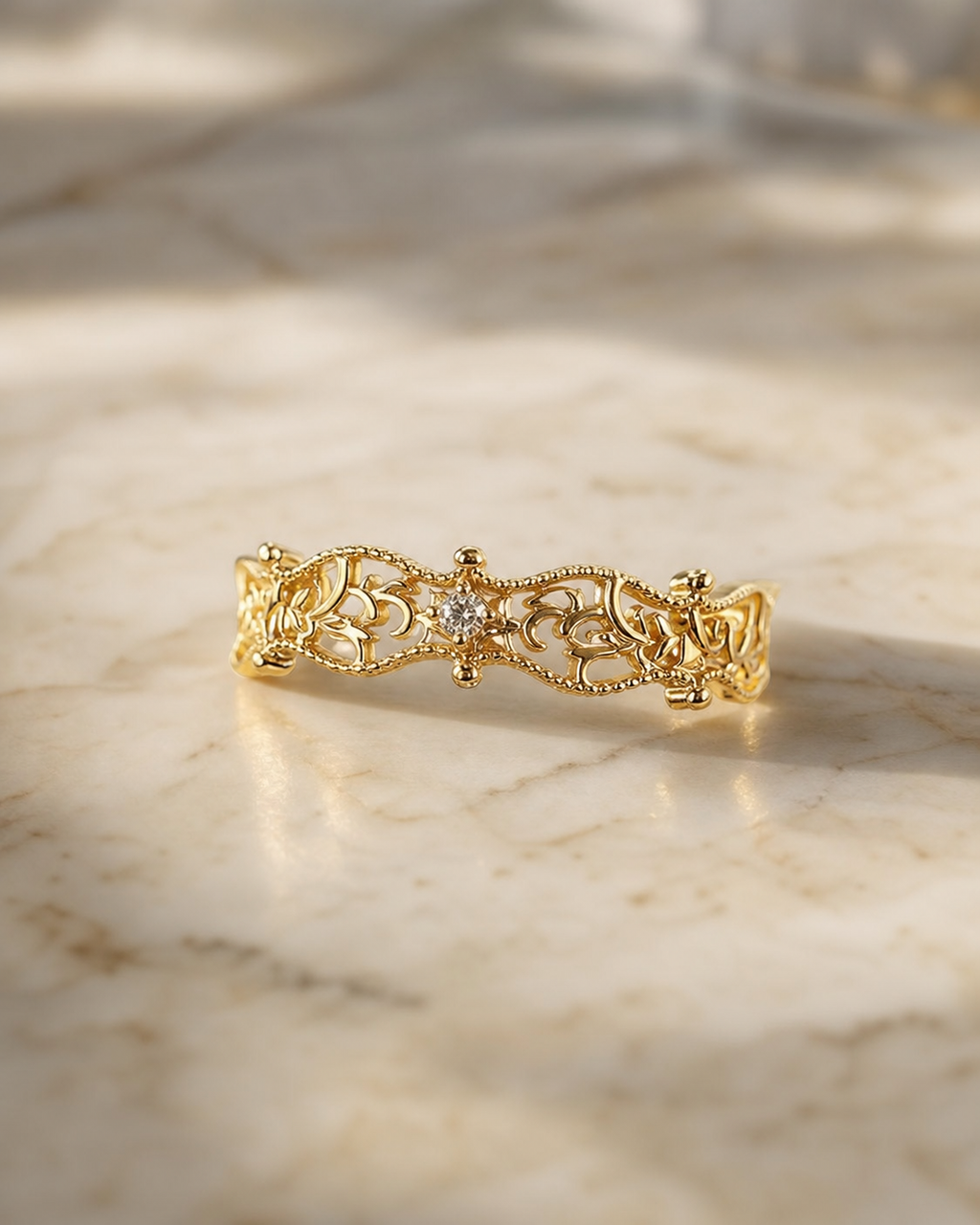 Vine Zircon Ring in Sterling Silver