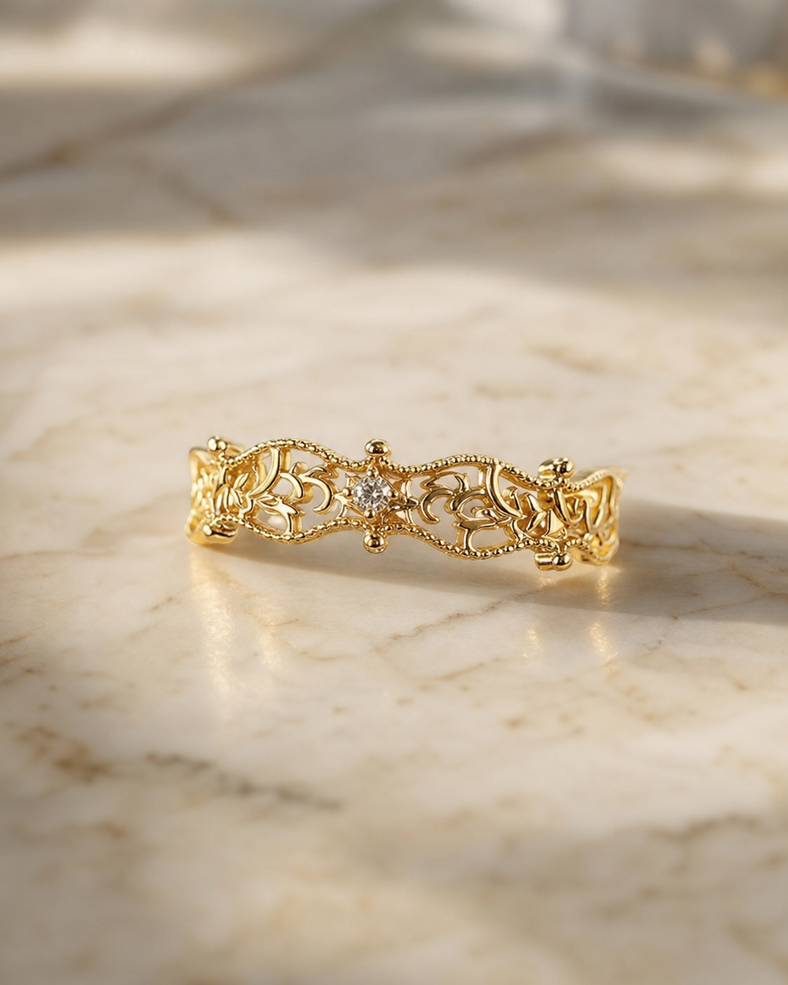 Vine Zircon Ring in Sterling Silver