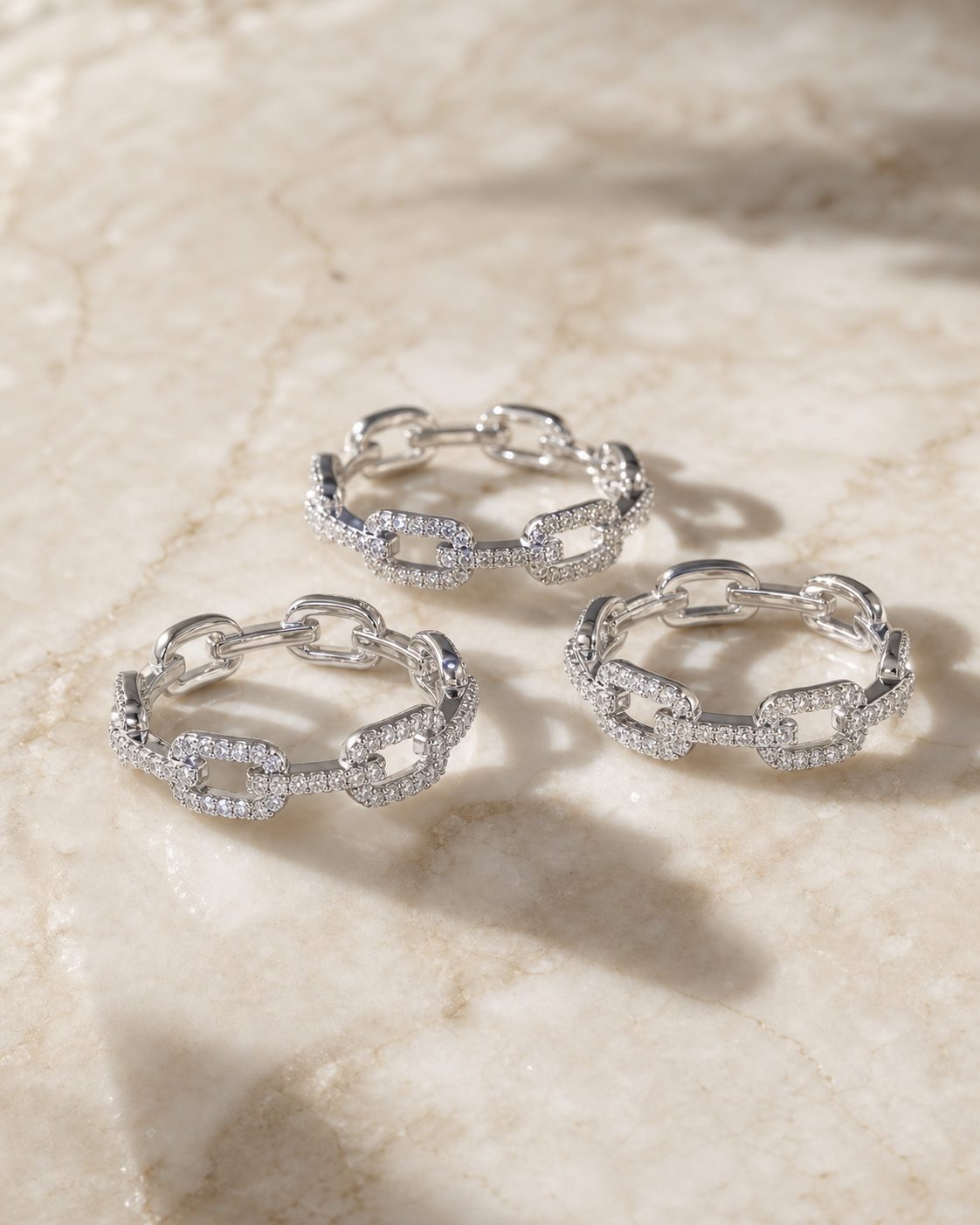 Geometric CZ Stacking Ring in Sterling Silver