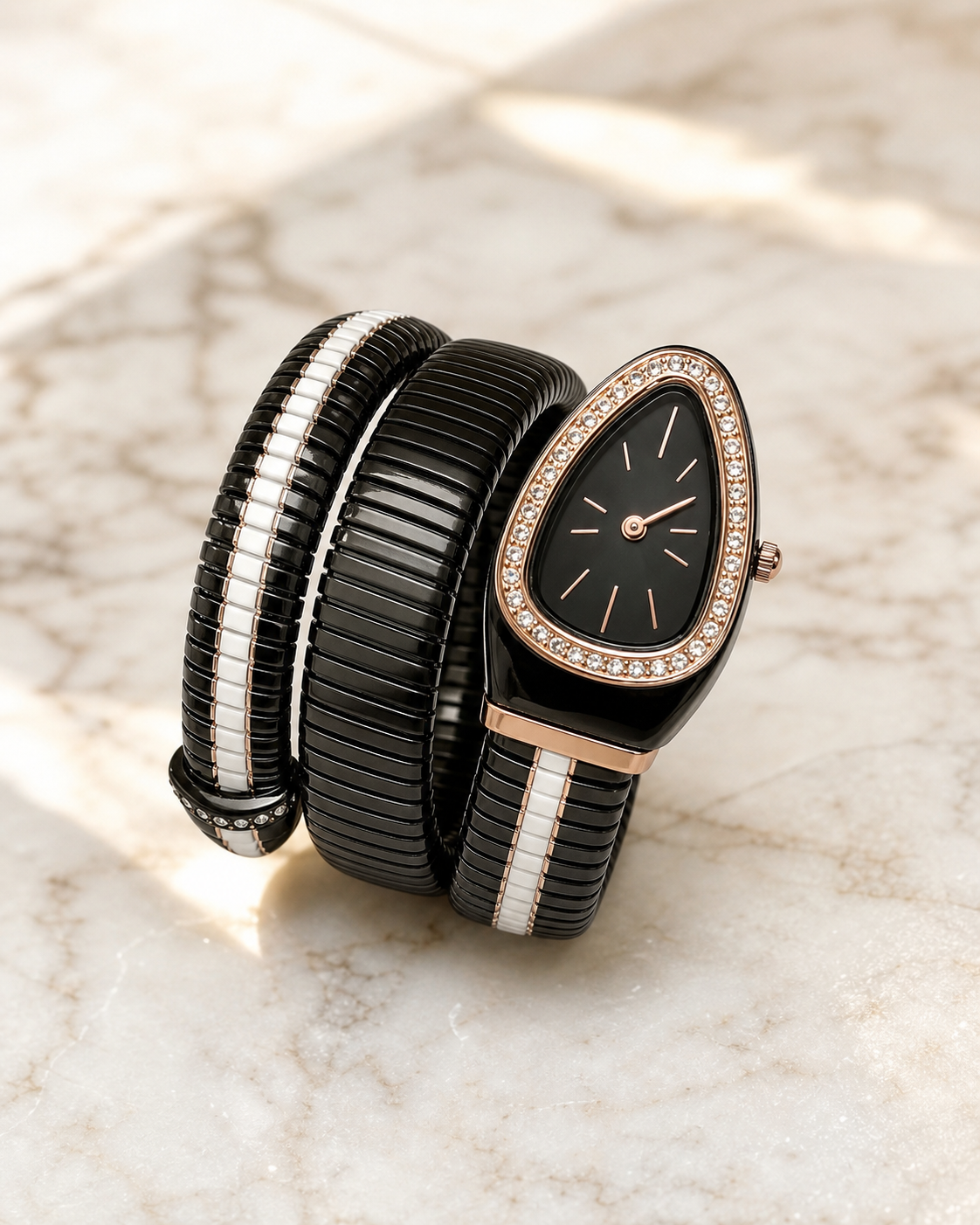 Snake Wrap Bangle Watch in Gold