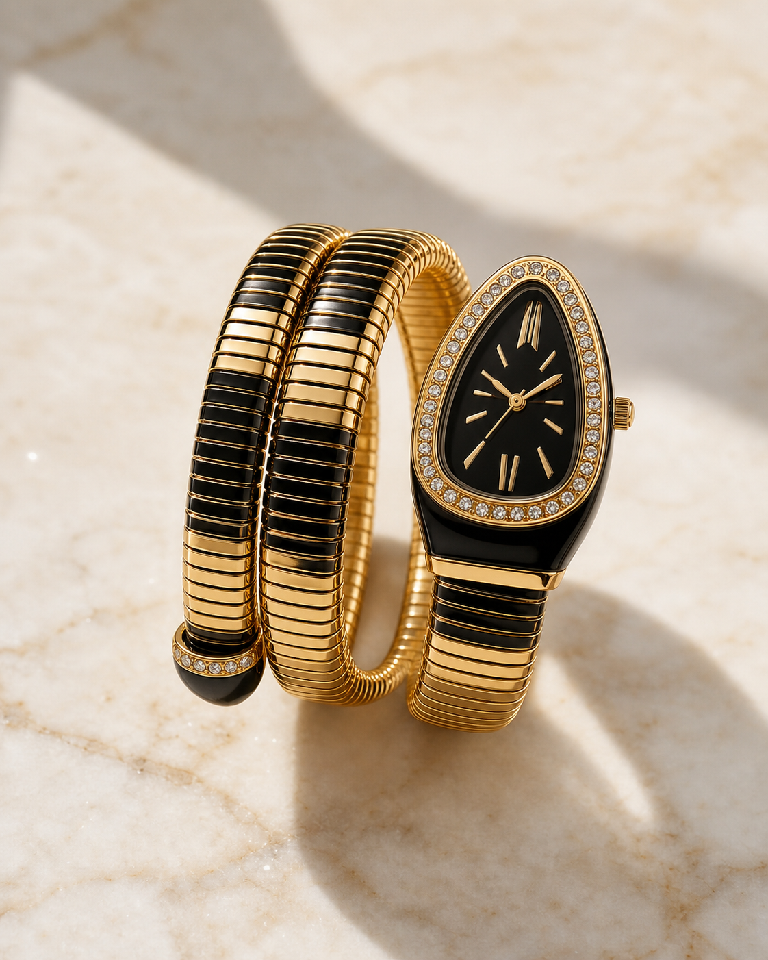 Snake Wrap Bangle Watch in Gold