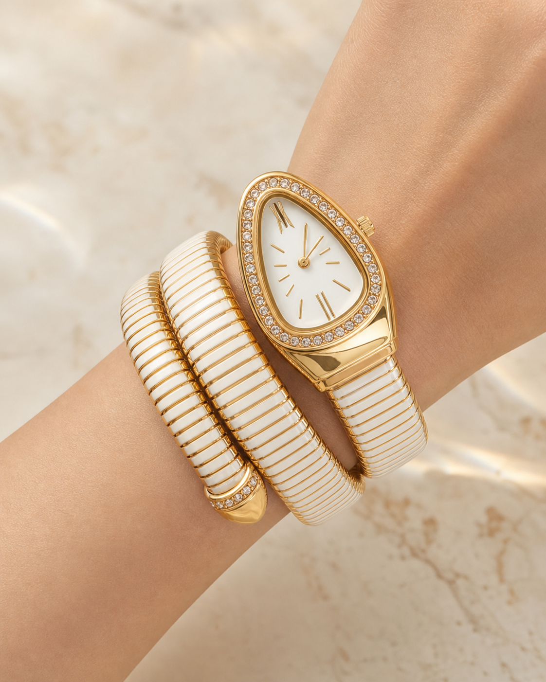 Snake Wrap Bangle Watch in Gold