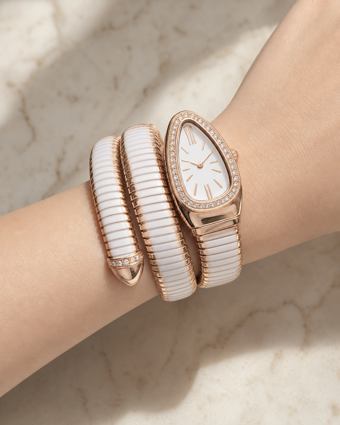 Snake Wrap Bangle Watch in Gold