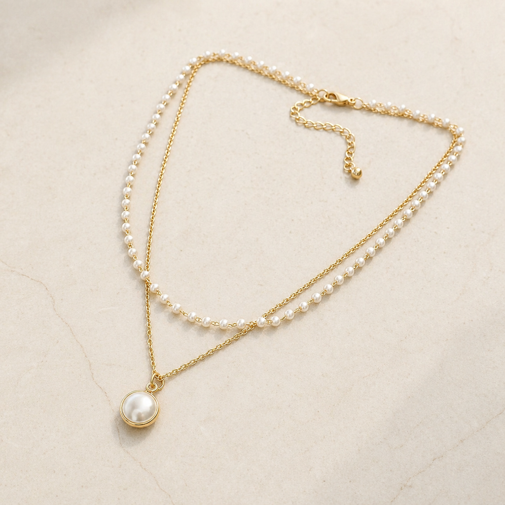 Pearl Layered Necklace in 18k Gold