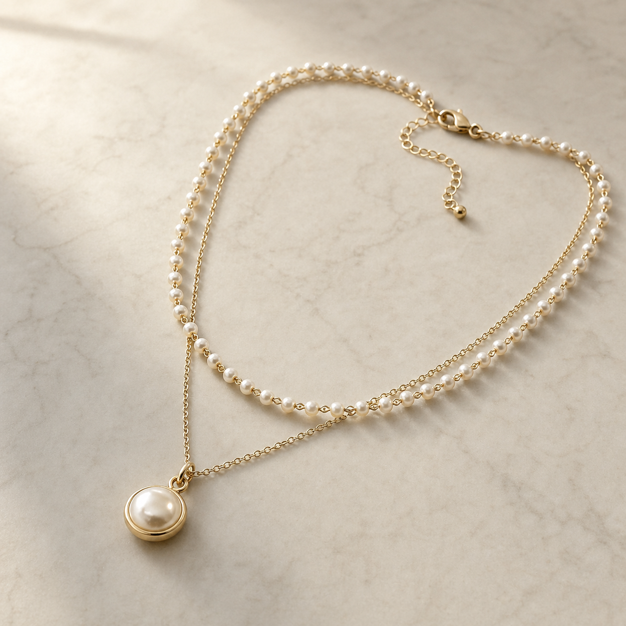 Pearl Layered Necklace in 18k Gold