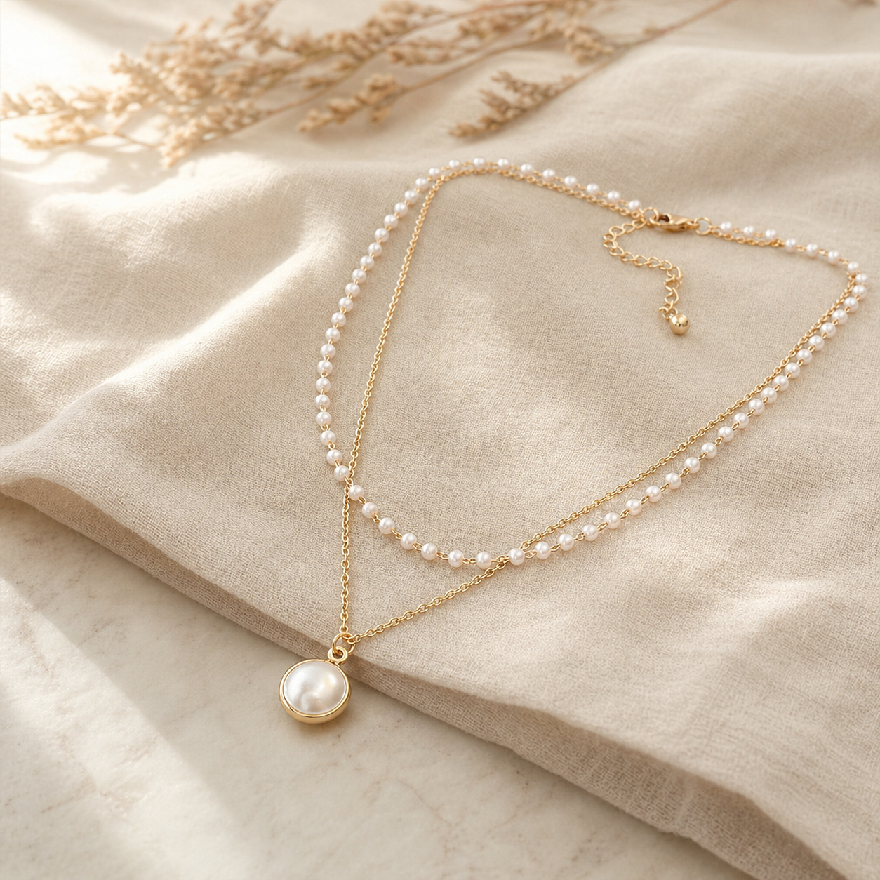 Pearl Layered Necklace in 18k Gold