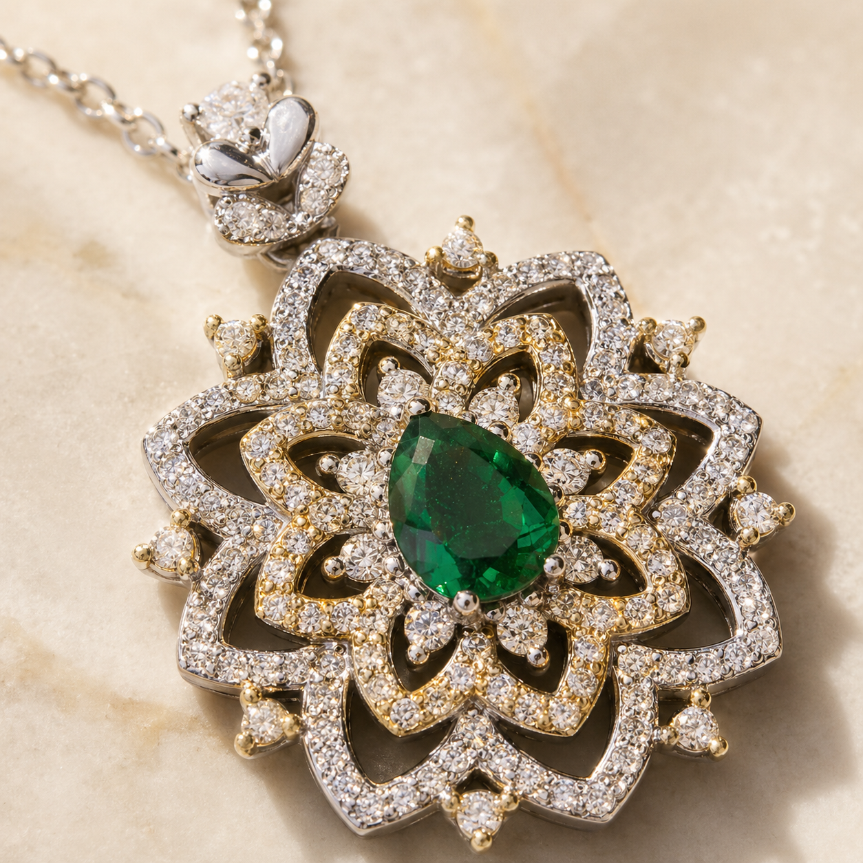 Emerald Pendant Necklace in 18k Gold