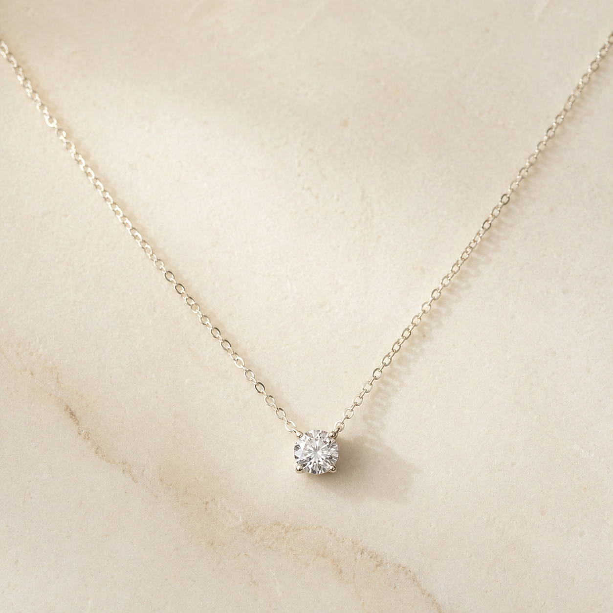 Zircon Solitaire Necklace in Sterling Silver