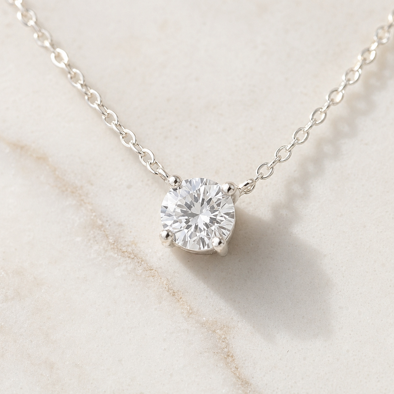 Zircon Solitaire Necklace in Sterling Silver