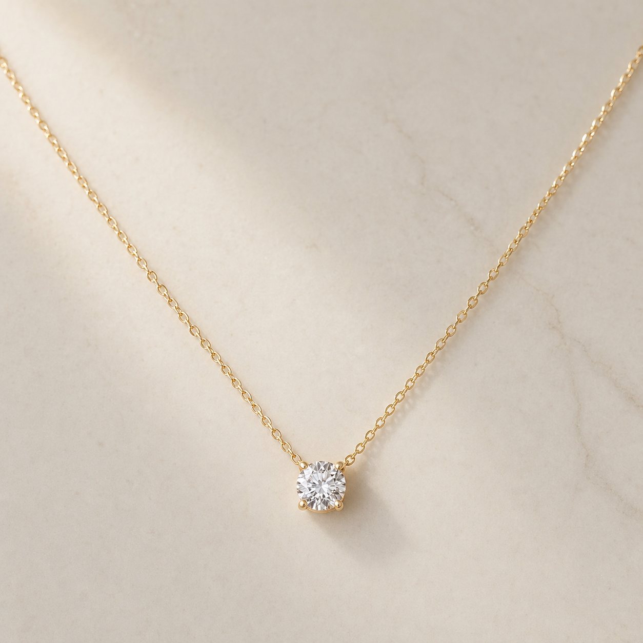 Zircon Solitaire Necklace in Sterling Silver