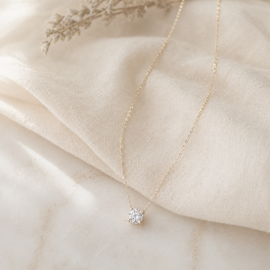 Zircon Solitaire Necklace in Sterling Silver