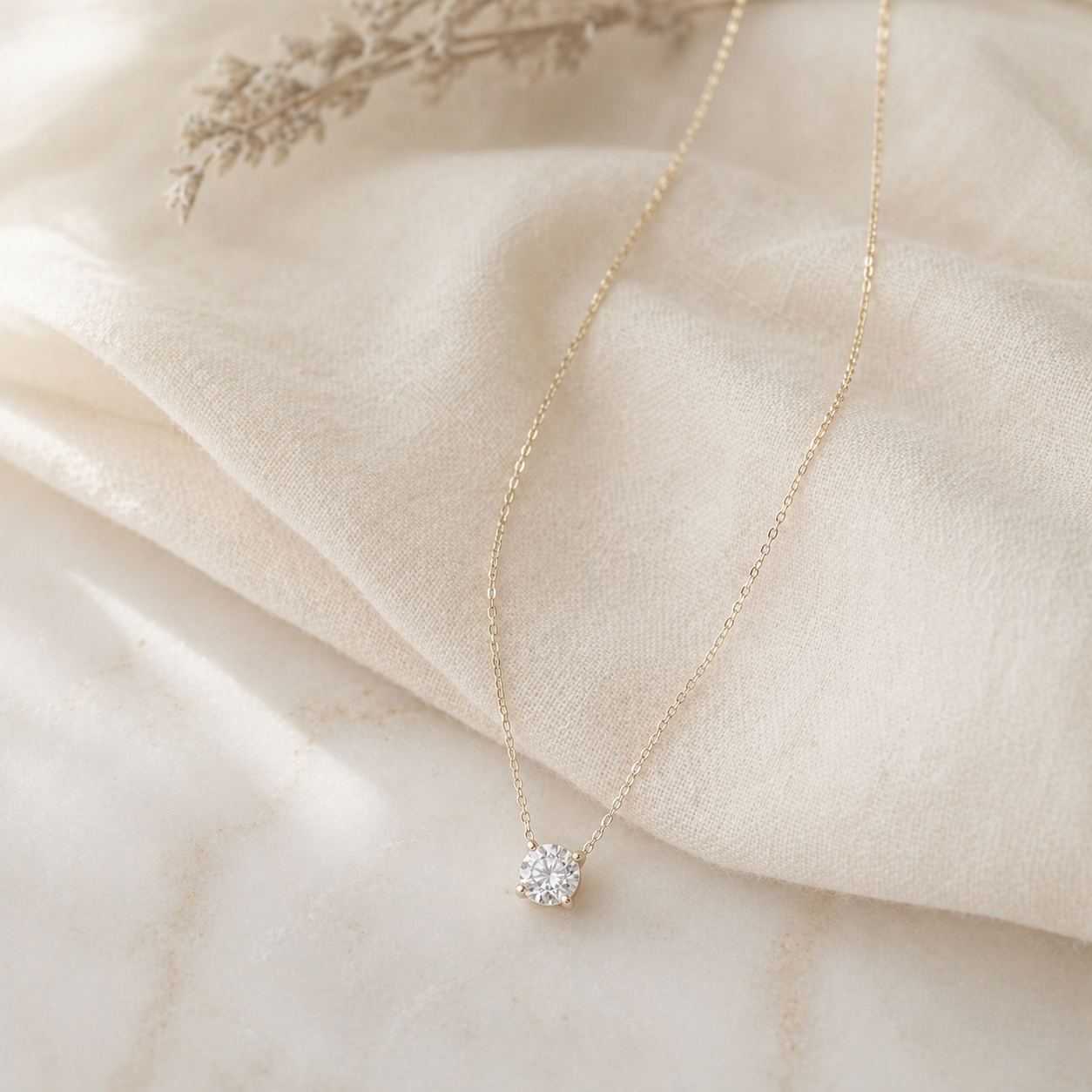 Zircon Solitaire Necklace in Sterling Silver