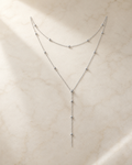 Beaded Y-Drop Necklace in 14k Gold — Silver