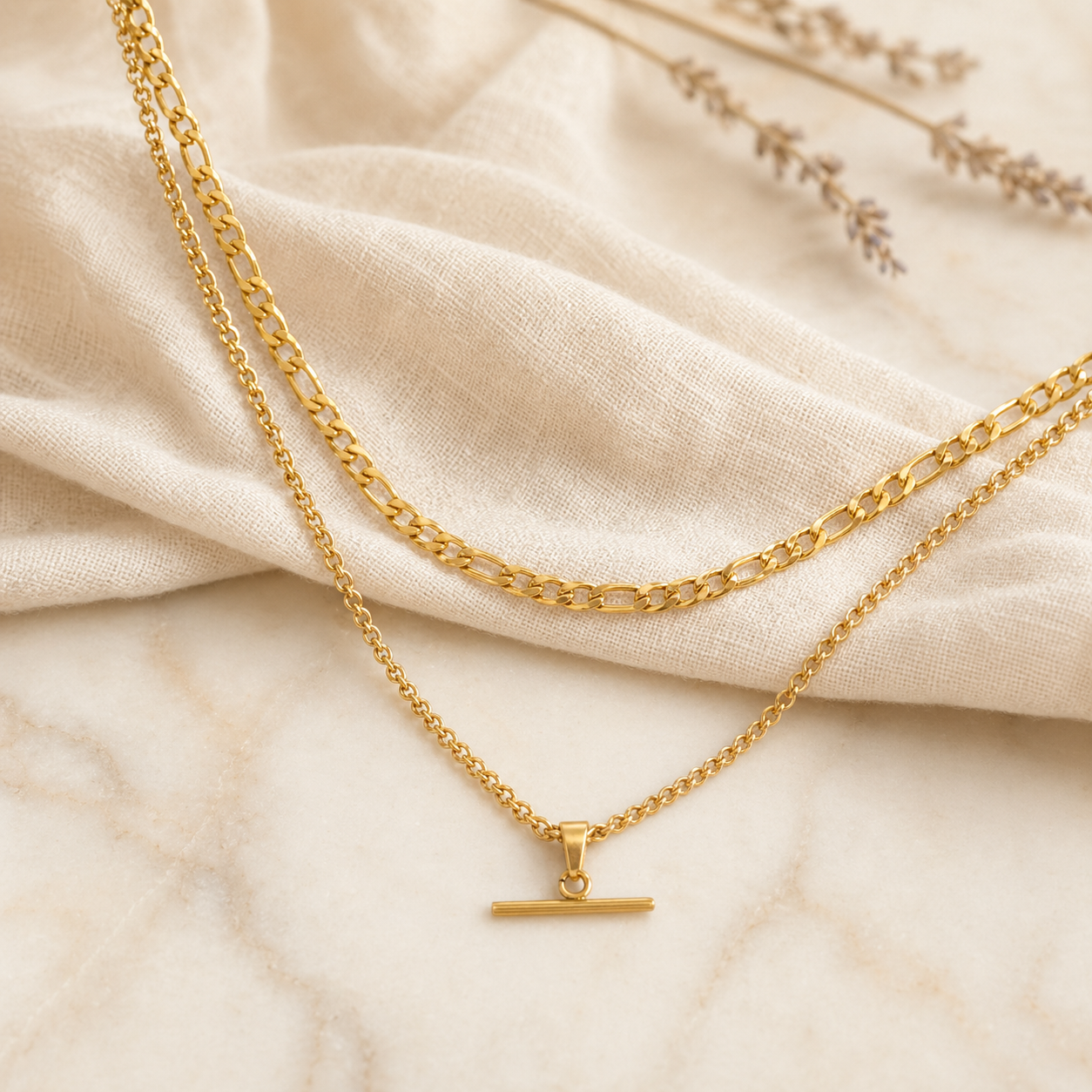 Layered Chain Necklace in 18k Gold