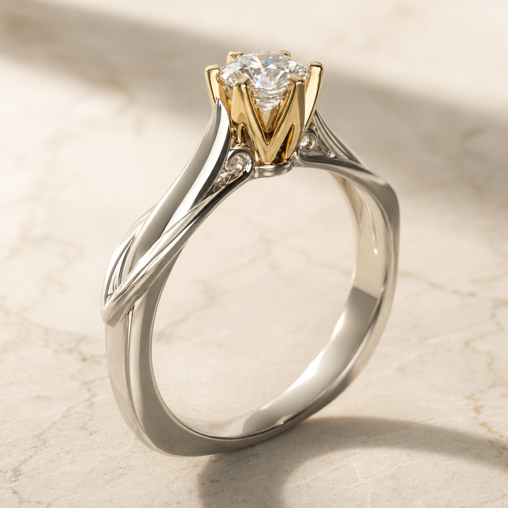 Moissanite Solitaire Ring in 18k Gold