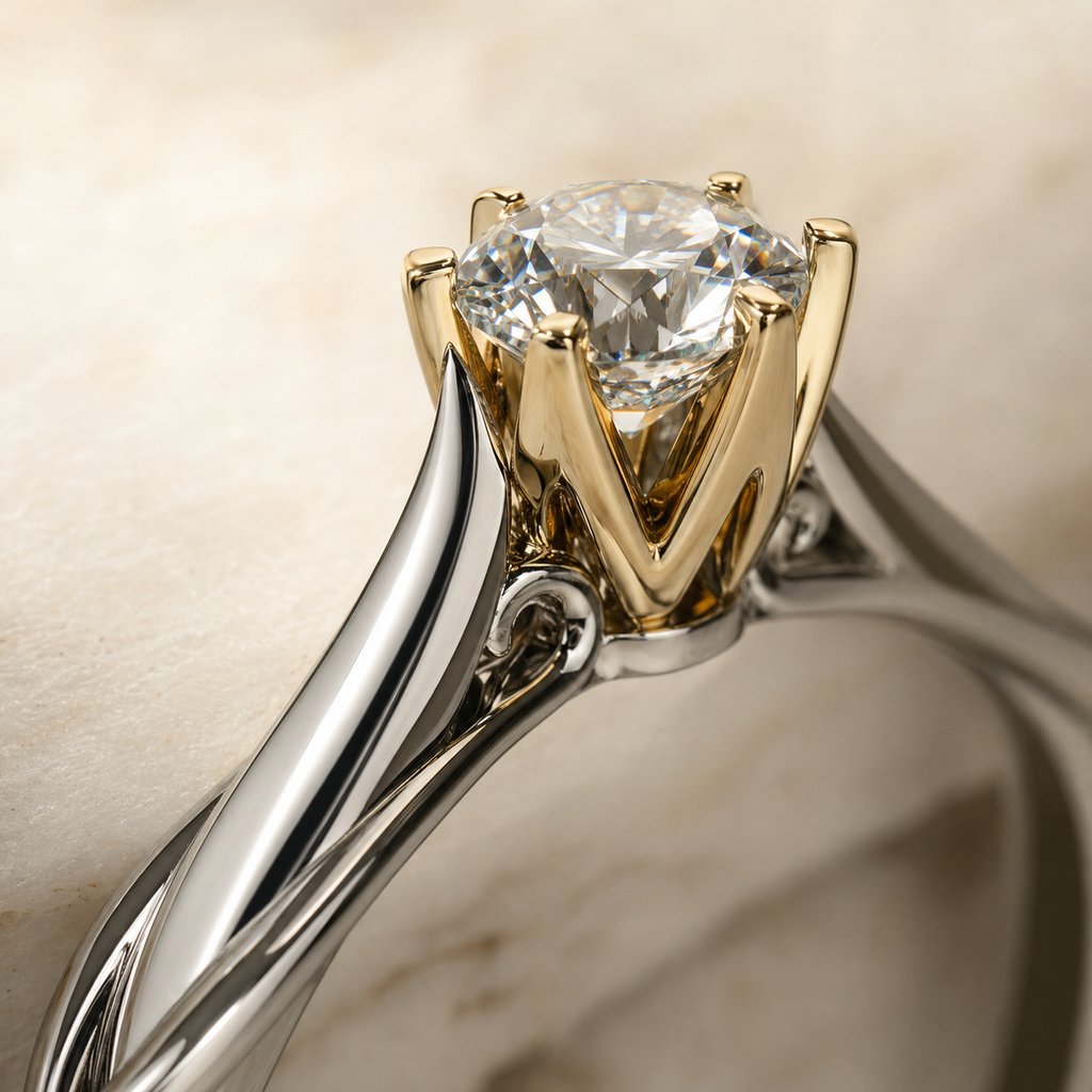 Moissanite Solitaire Ring in 18k Gold