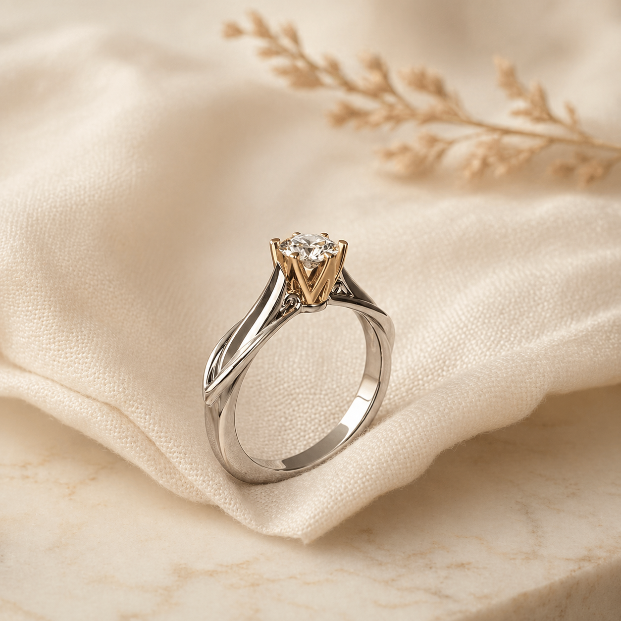 Moissanite Solitaire Ring in 18k Gold