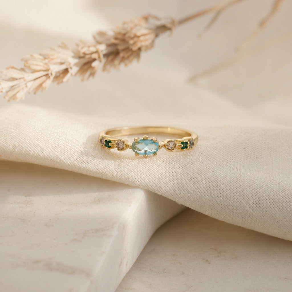 Zircon Halo Ring in Sterling Silver