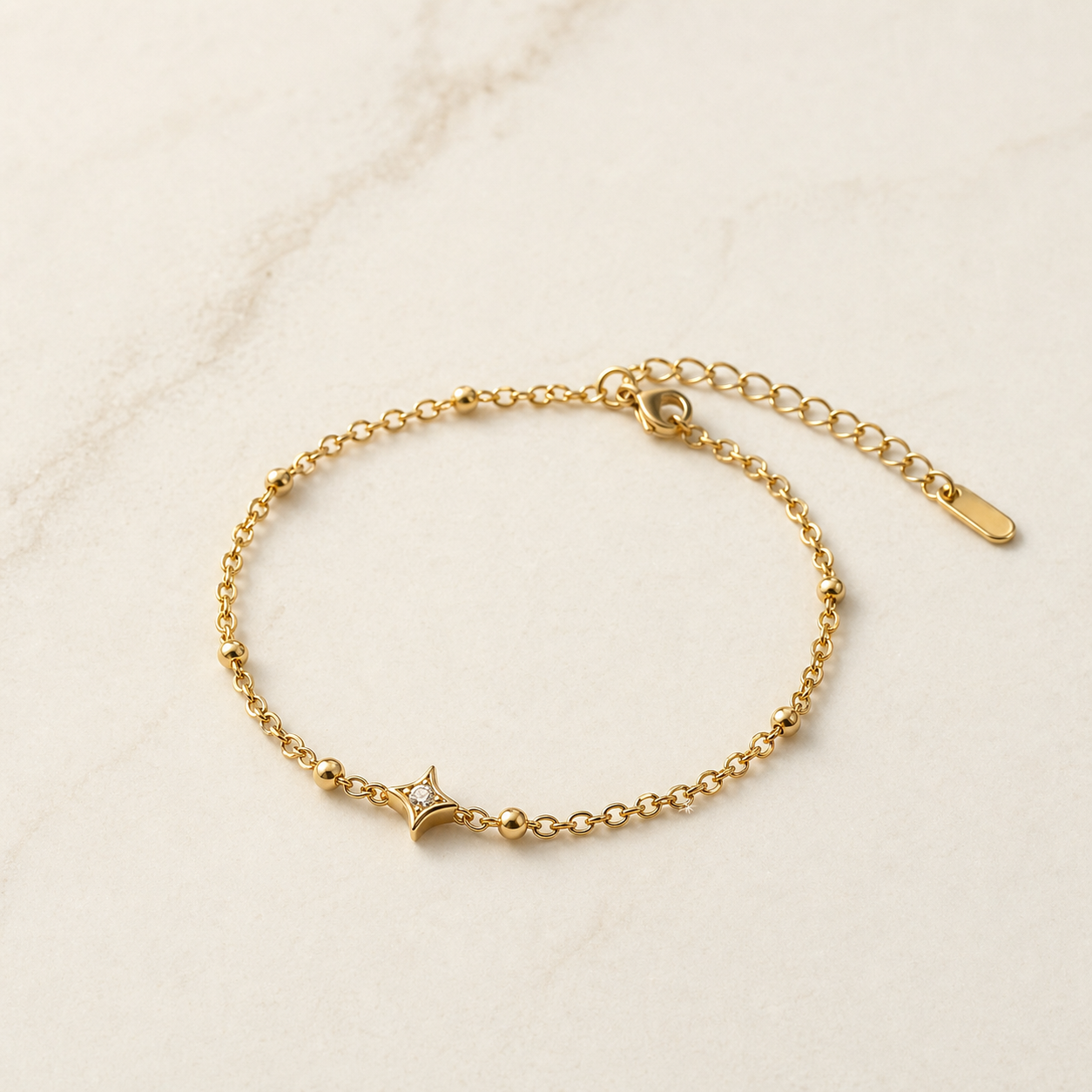 Quatrefoil Beaded Bracelet in 18k Gold