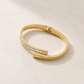 Square Zircon Bangle in 18k Gold